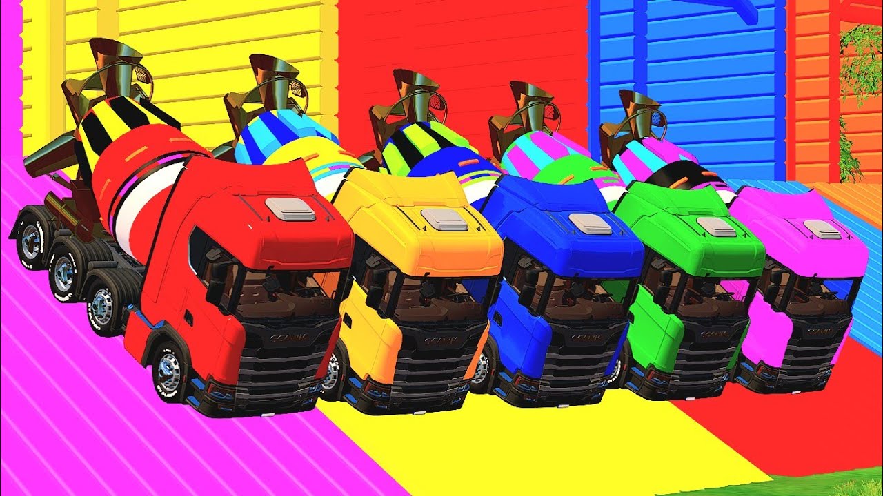 Transport of Colors! ALL TRUCK COLOR, red, yellow, blue, green, pink.