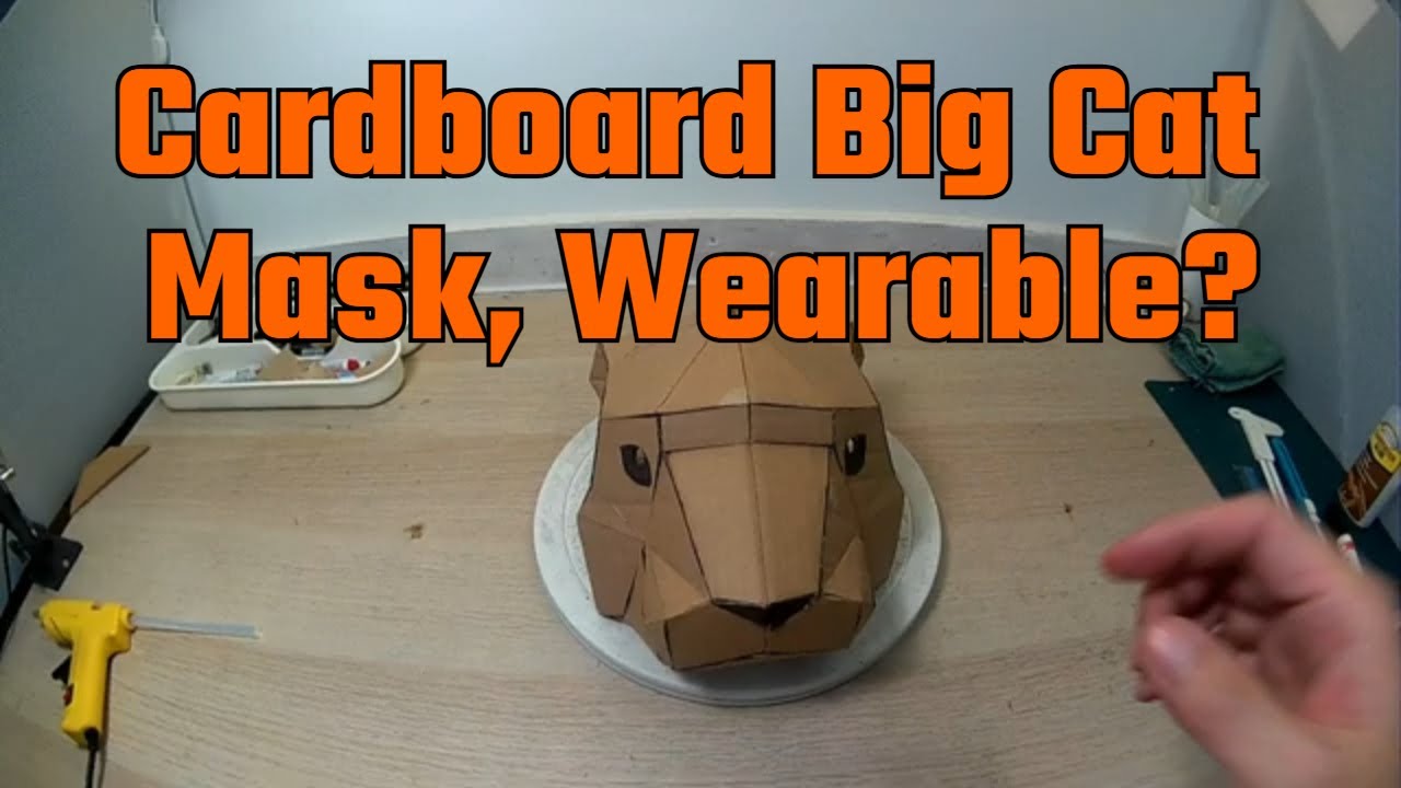 DIY Big Cat Cardboard Mask with Template