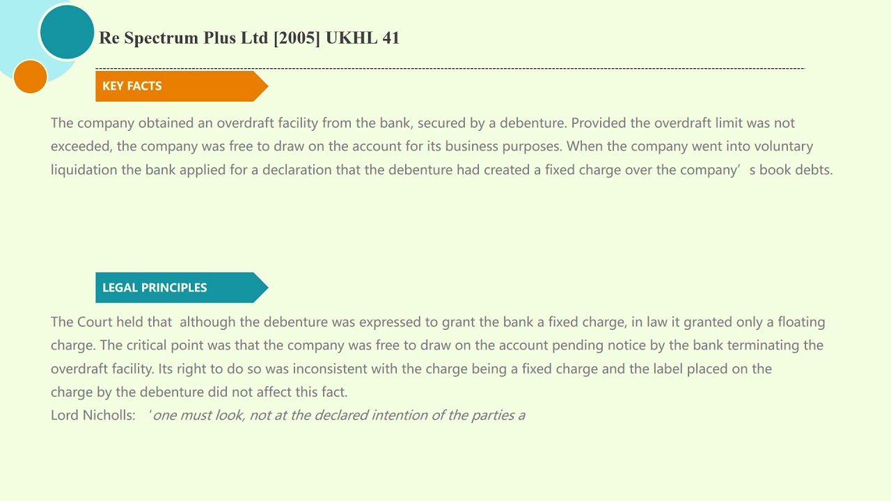 [Case Law Company] ['charges'] Re Spectrum Plus Ltd [2005] UKHL 41