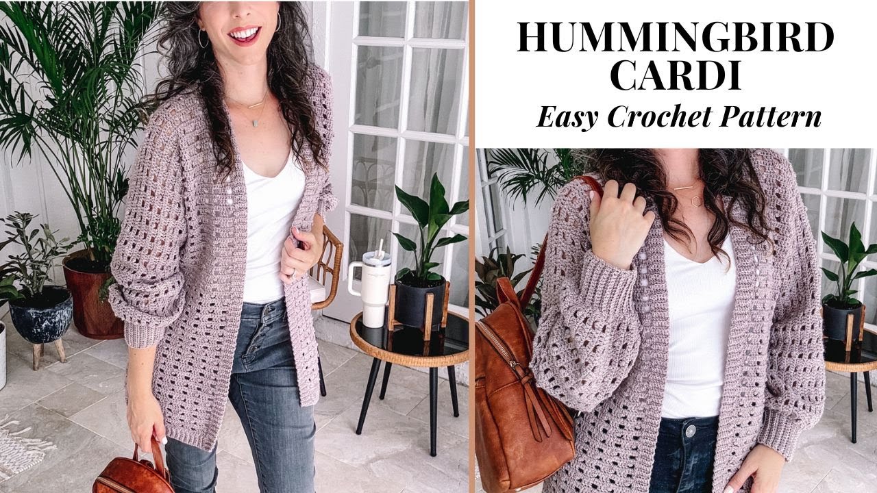 Hummingbird Easy Crochet Cardigan in Sizes XS-5X