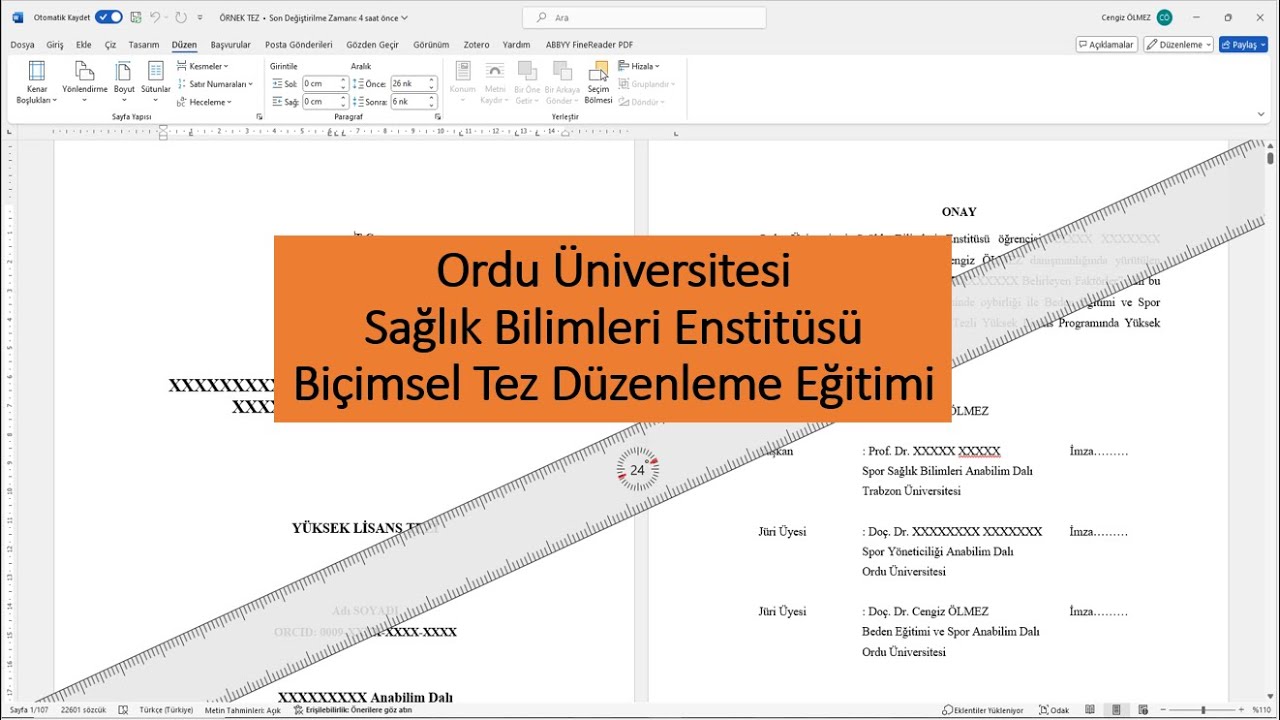 Y&uuml;ksek Lisans ve Doktora Tez D&uuml;zenleme