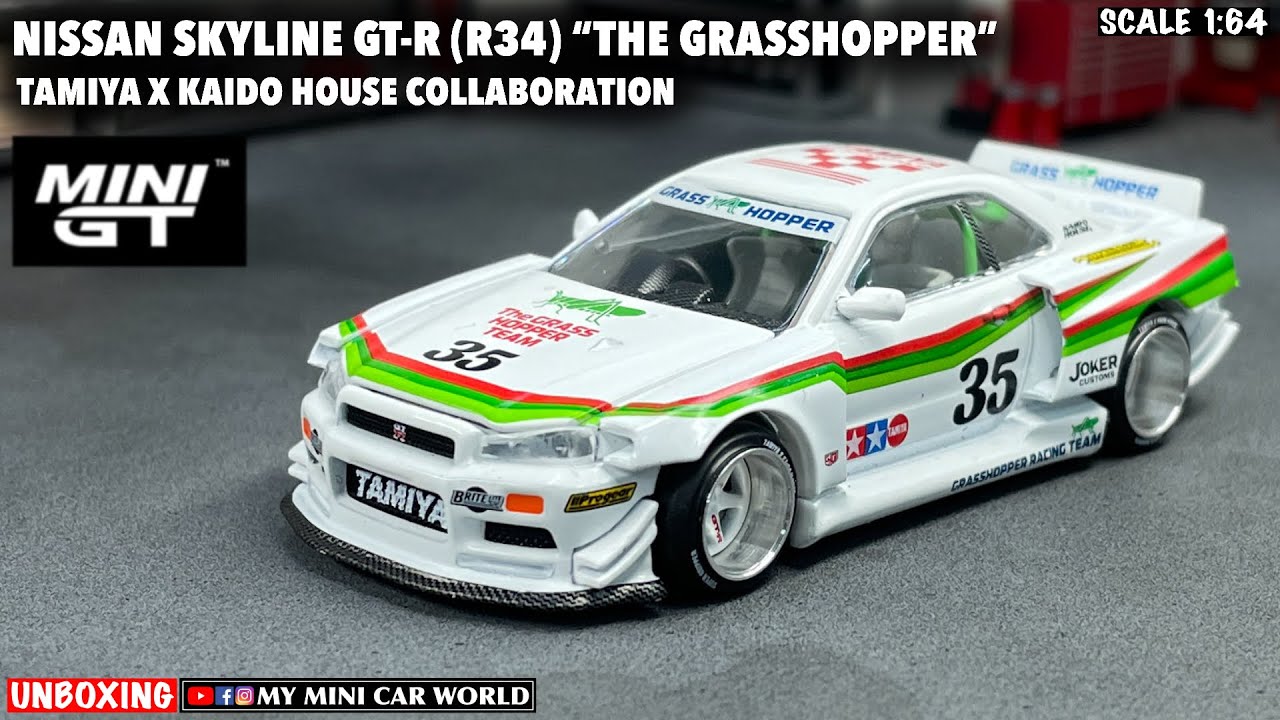 『MY MINI CAR WORLD』UNBOXING MINI GT 1/64 NISSAN SKYLINE GT-R (R34) “THE GRASSHOPPER”