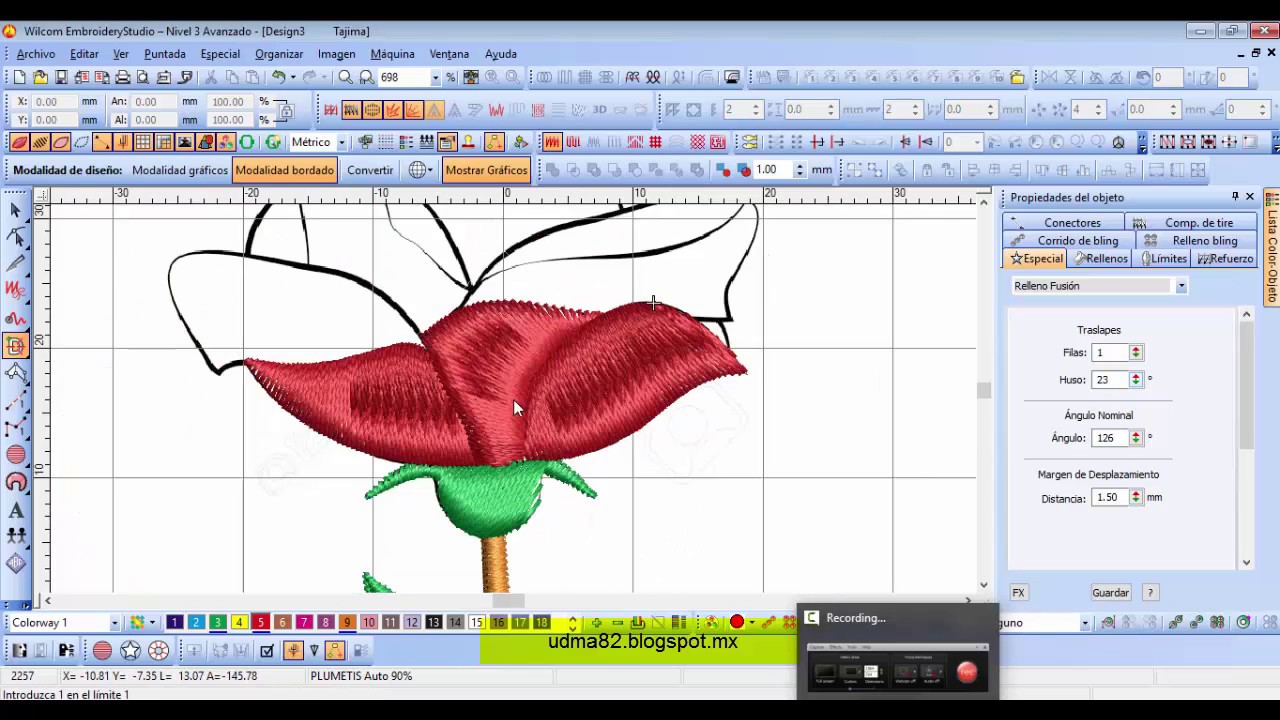 Tutorial Wilcom Embroidery E2 para hacer ponchados de flores