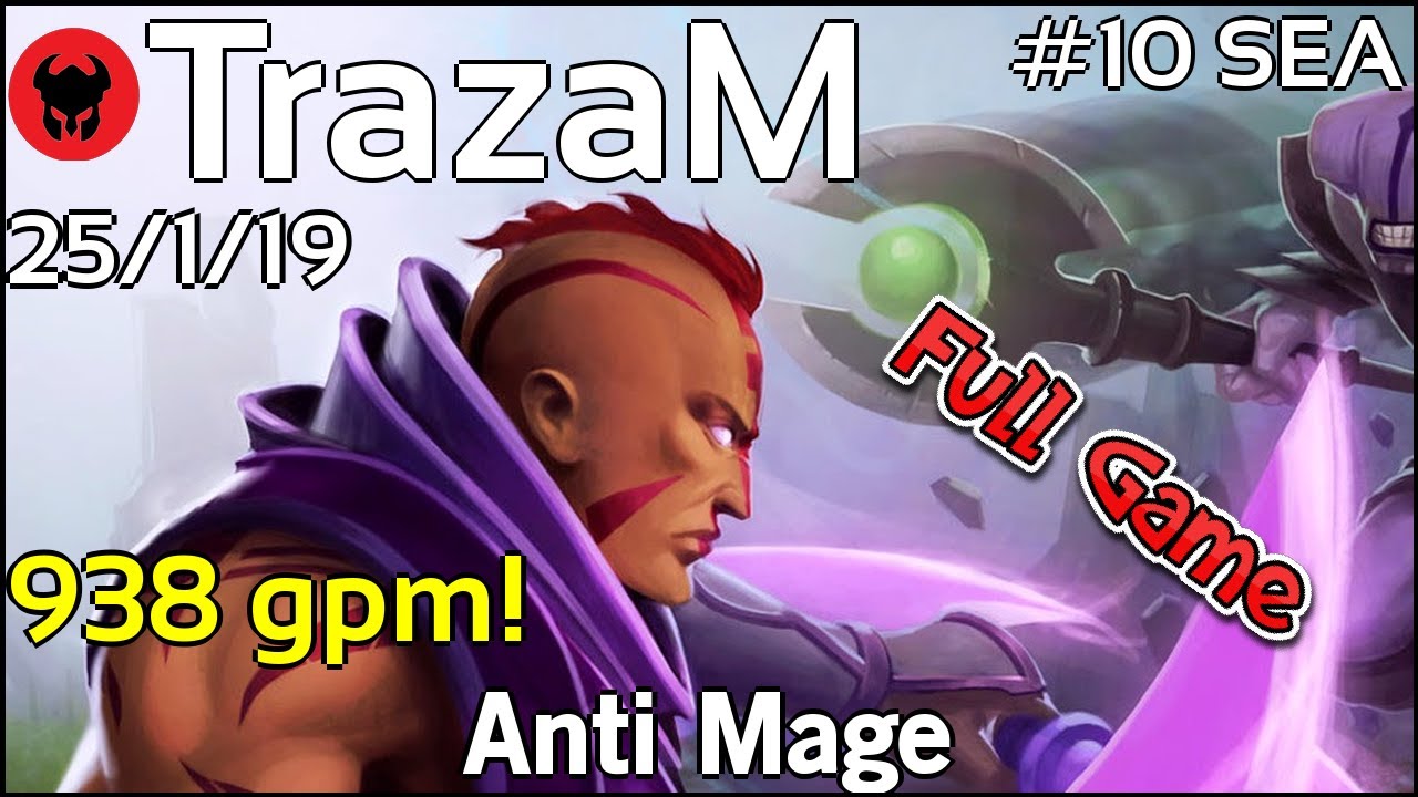 938 gpm! TrazaM [BLACKJACK] plays Anti Mage!!! Dota 2 Full Game 7.21