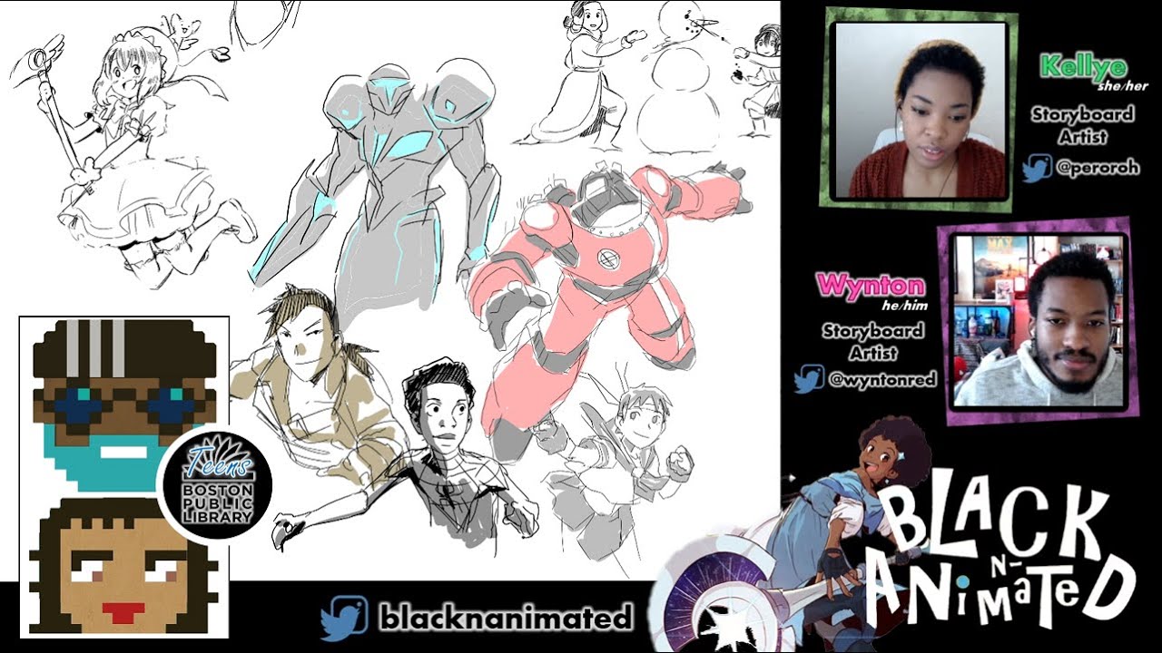Black 'N Animated LIVE Draw and Discussion Event with Boston Public Library Teens! (Moving Images)