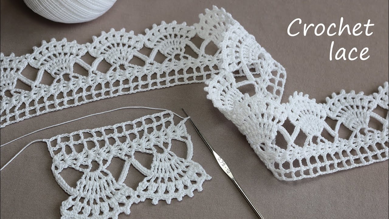 Beautiful and very easy to crochet LACE for beginners PATTERN SCHEME Ленточное кружево крючком КАЙМА