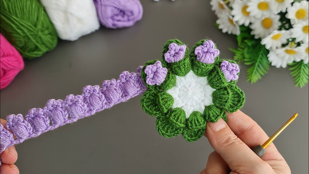 Amazing!.. 😇 Super easy very useful crochet beautiful motif crochet coaster - Tunisian crochet