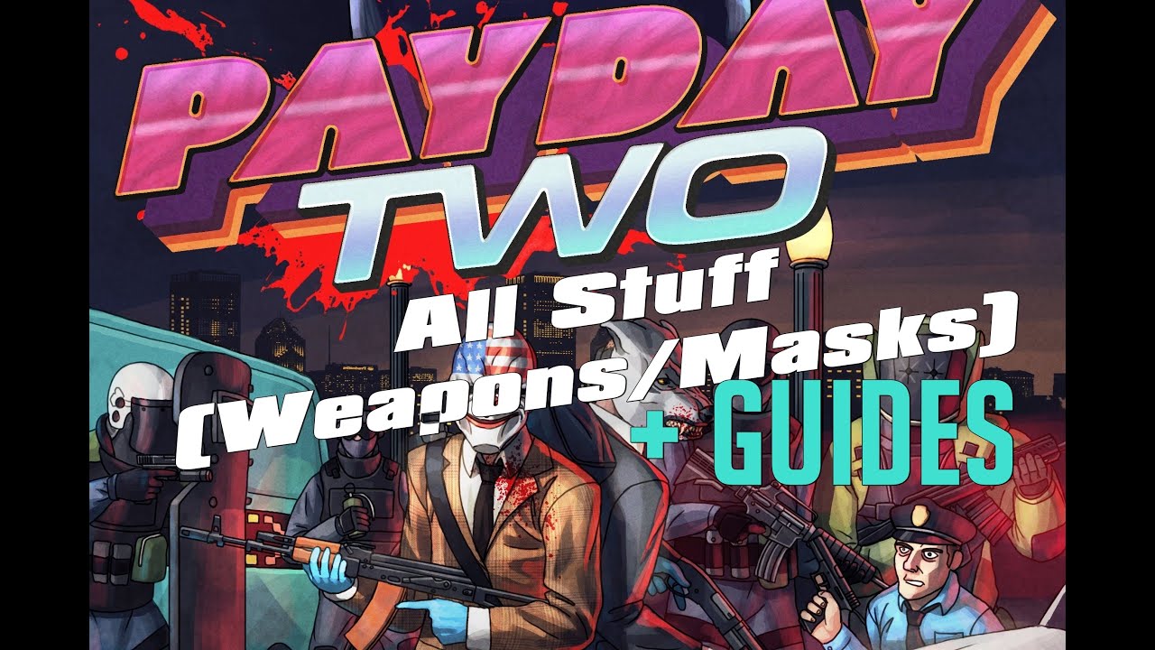 Payday 2 - Hotline Miami DLC - All Stuff (Weapons/Masks) + More (Description!)