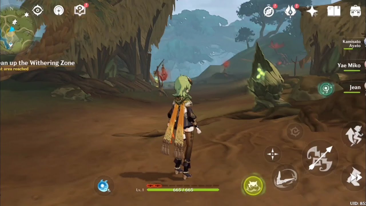 Clean up the Withering Zone, Genshin Impact.