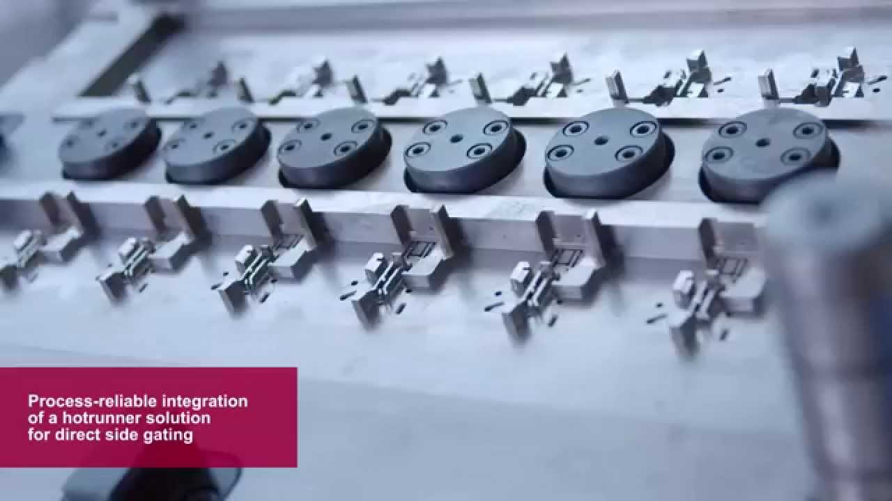 Hotrunner side gating solution for a fully automated automotive application.