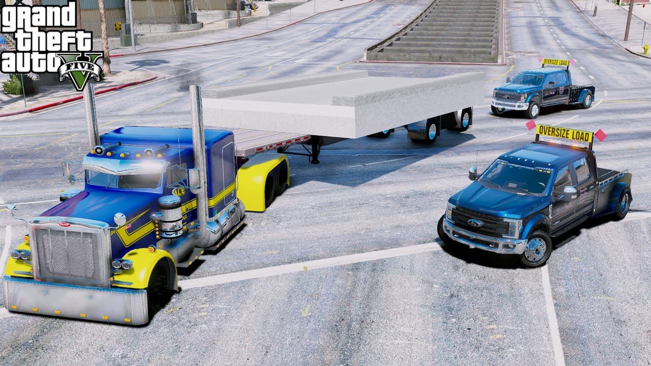 GTA 5 Real Life Mod #281 Ace Trucking Hauling A Wide Oversize Load To A Construction Site