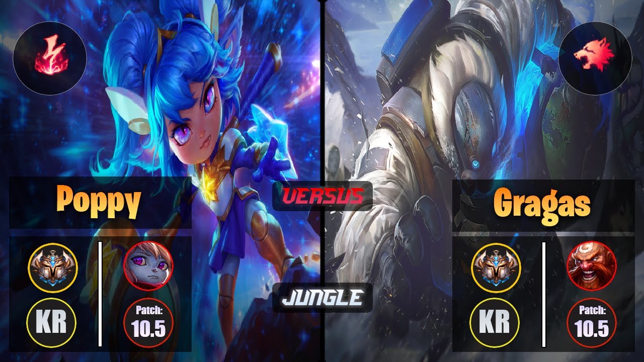 Challenger POPPY [Electrocute] (Jungle) VS  GRAGAS - Challenger KR Patch 10.5