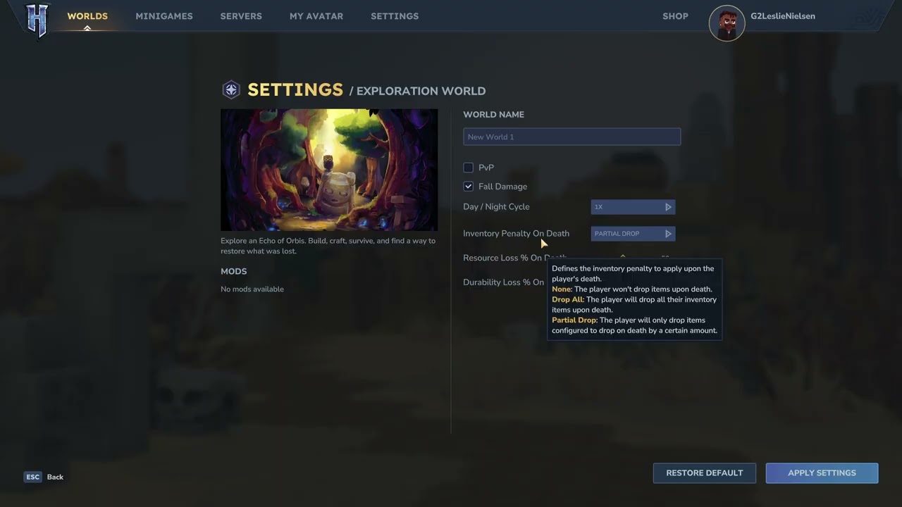 Hytale: Как включить и выключить штраф за потерю инвентаря после смерти