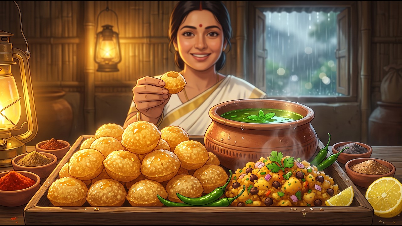 🌧️ Stormy Village Life | Homemade Pani Puri & Cozy Ghibli Life ❤️ #ghibli