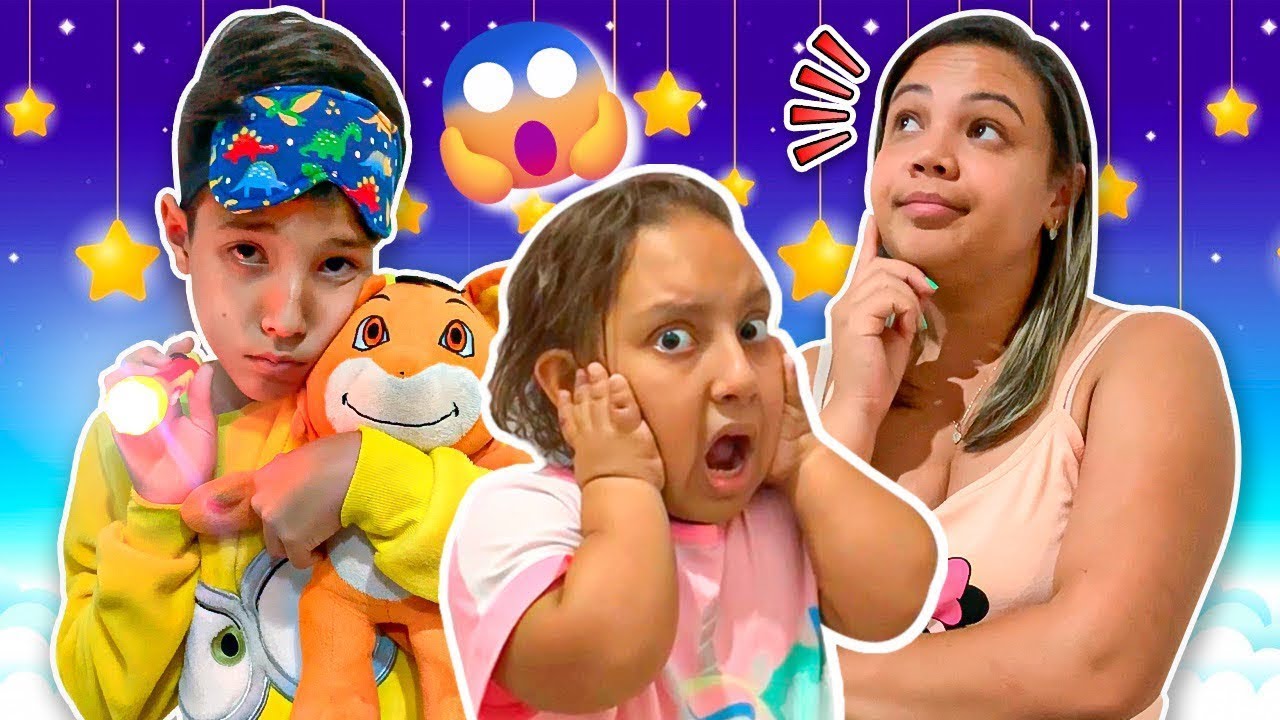 Henrique e Maria Clara em Histórias engraçadas sobre Medo de Dormir sozinhos - Universo Kids
