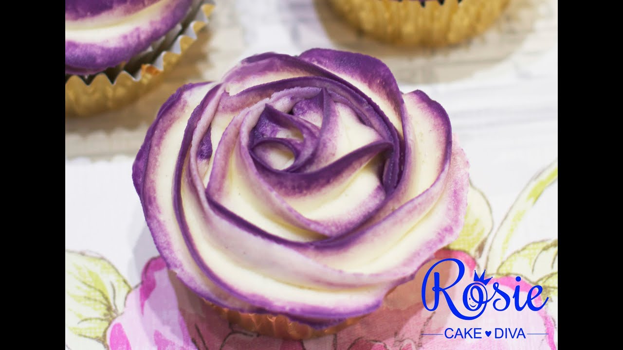 Two-Tone Buttercream Rose Cupcake Tutorial