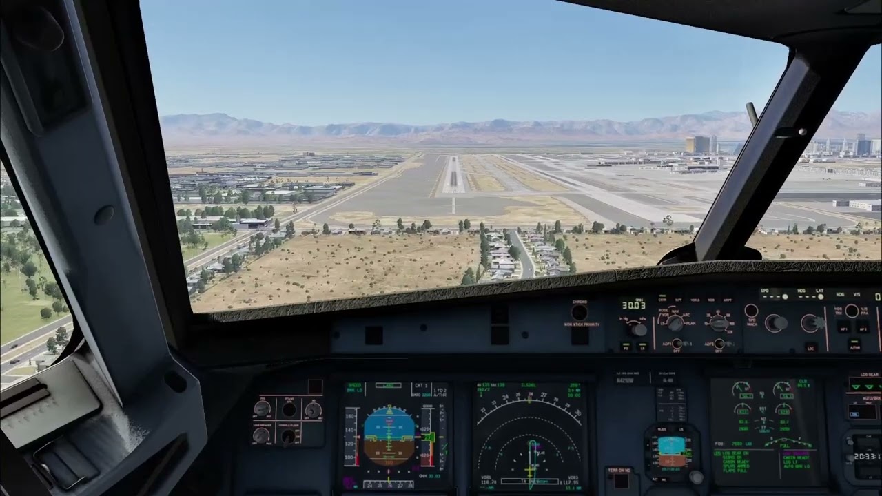 American A321 Landing at Las Vegas, Harry Reid International Airport | X-Plane 12