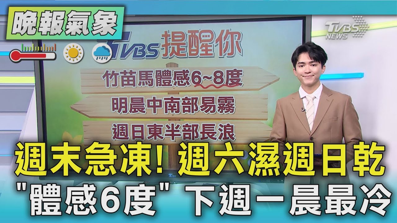 天氣/週六晚間大怒神降溫 週日北低溫12度 下週一晨上班最冷｜TVBS新聞 @TVBSNEWS01