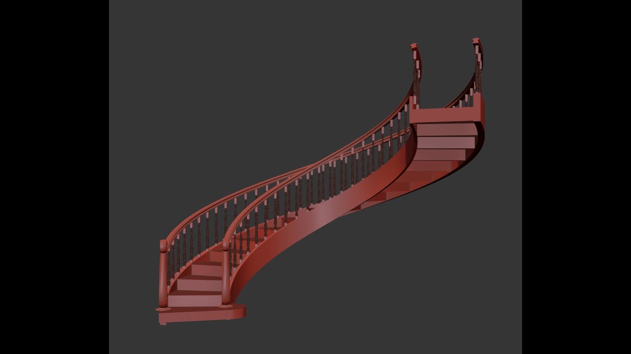 CURVE STAIR Modeling in 3ds max