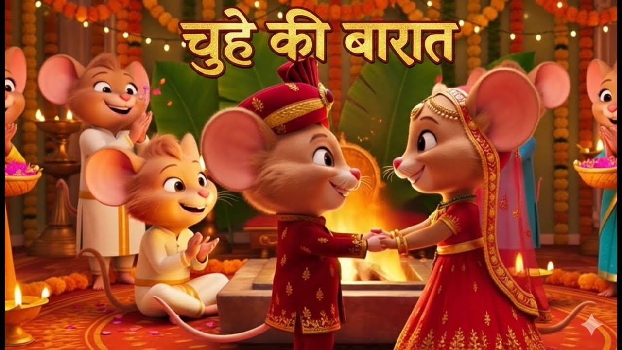 चूहे की निकली बारात 🐭 | Chuhe Ki Barat | Funny Animal Wedding | Kids Hindi Cartoon | Hindi Rhymes