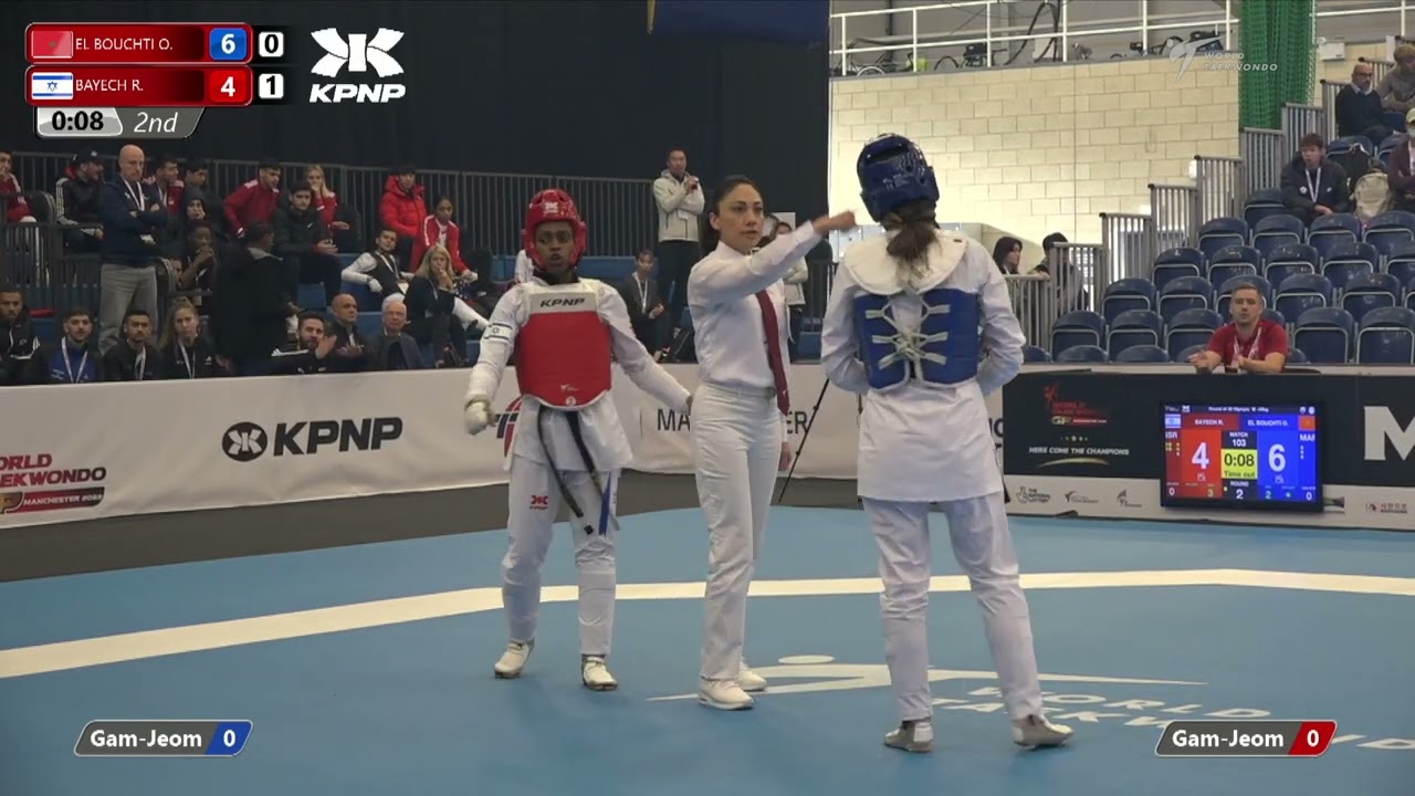 103 W-49kg R-32 🔵 EL BOUCHTI Oumaima MAR vs 🔴 BAYECH Rivka ISR I Manchester 2022 World Taekwondo GP