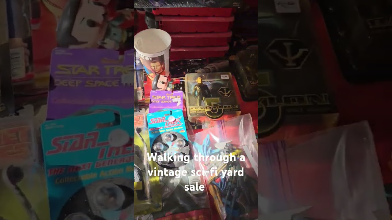 Walking through a vintage sci-fi toy yard sale. #scifi #startrek #babylon5 #toys #toy #garagesale