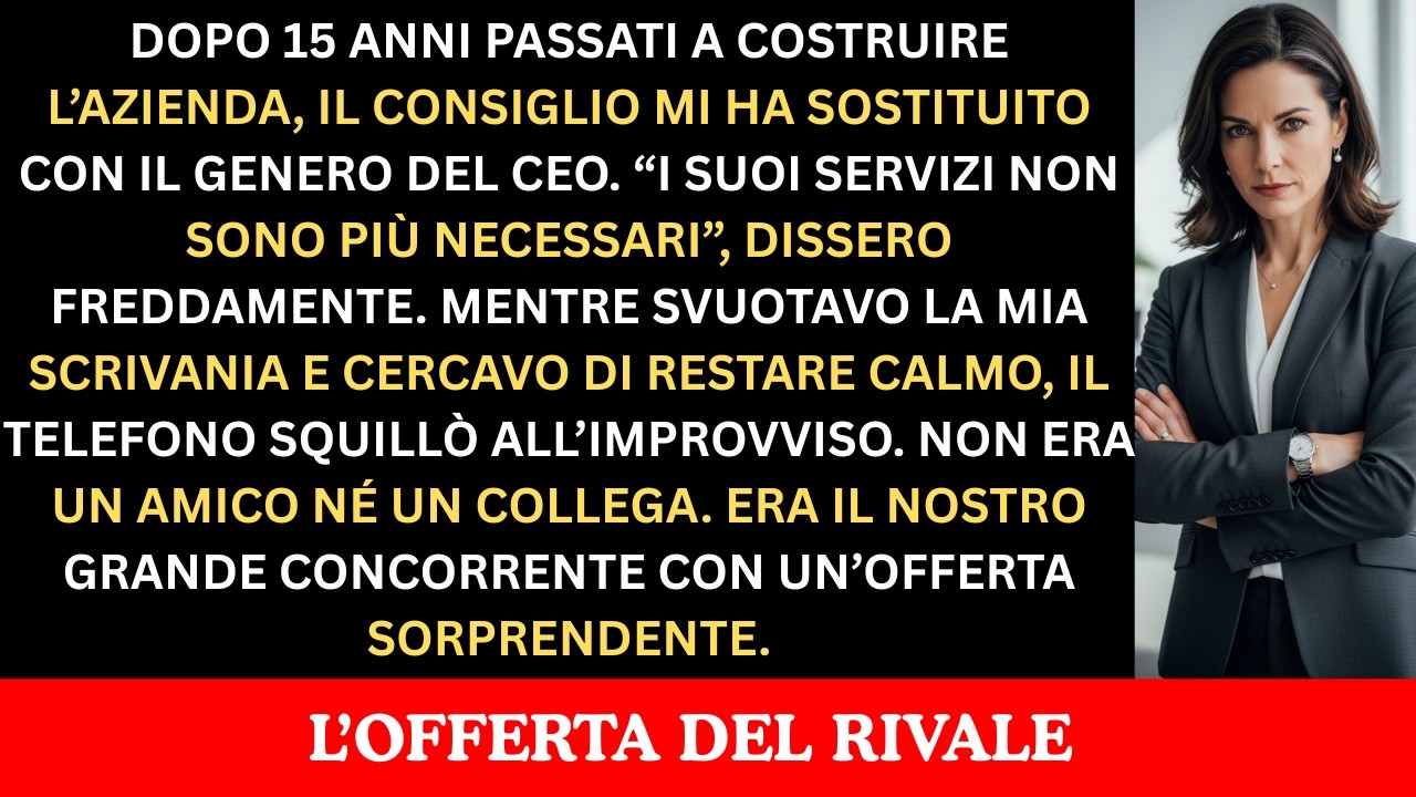 Il Consiglio Mi Sostituì Con Il Genero Del CEO Dopo 15 Anni, Poi Il Mio Telefono Squillò