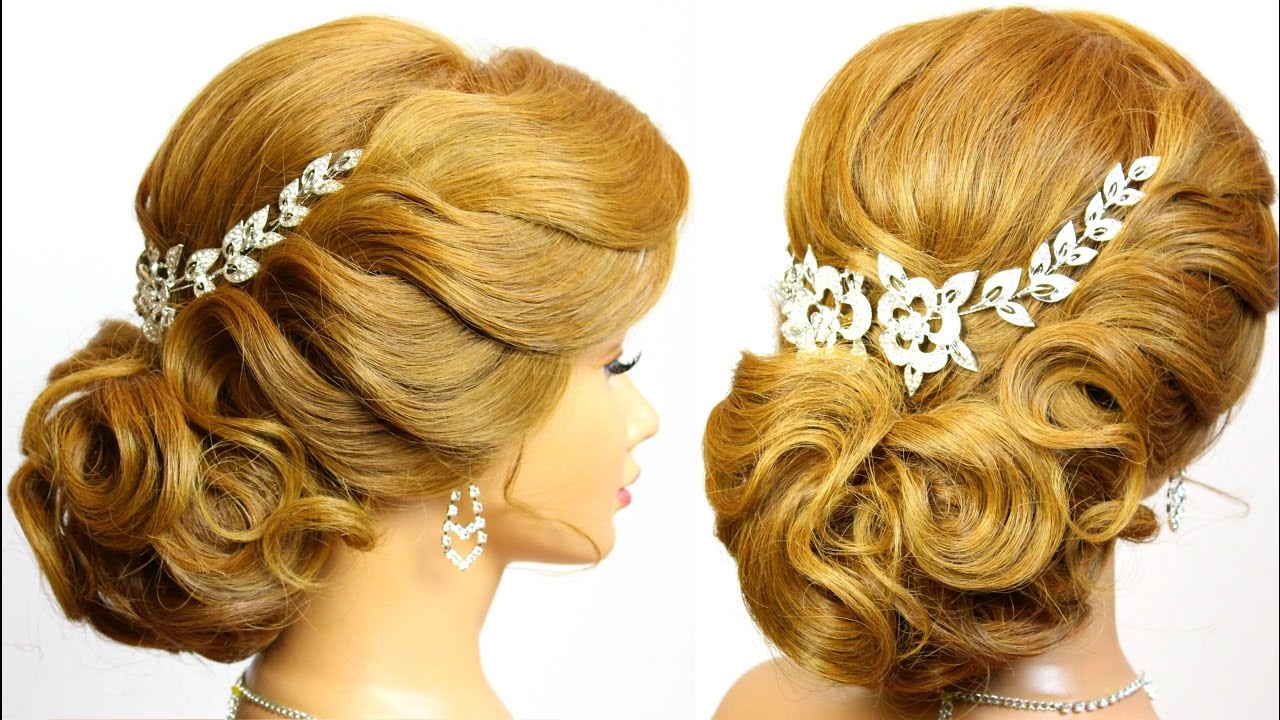 Hairstyle for long medium hair tutorial. Bridal updo.