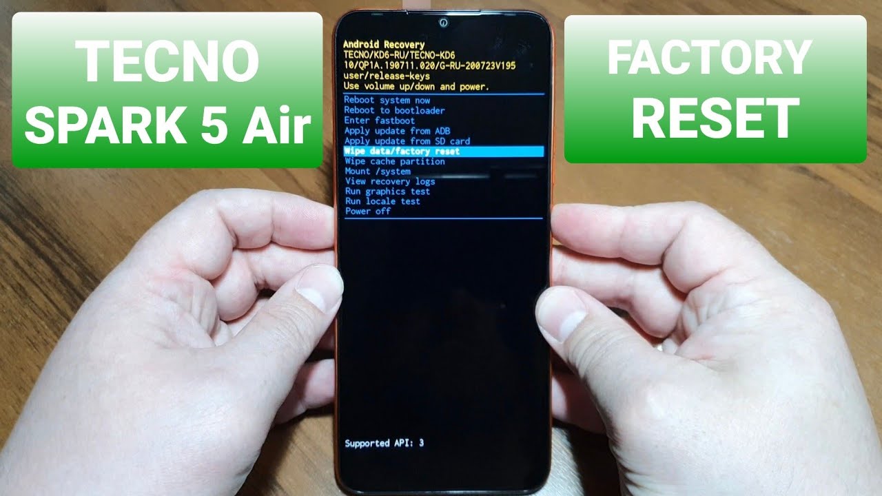 TECNO SPARK 5 AIR KD6 factory reset / сброс до заводских настроек