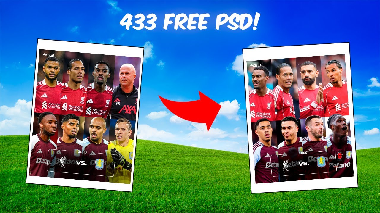 Free PSD 😎 | 433 Design 🟡 | Tutorial (Upcoming Match 8 Players)