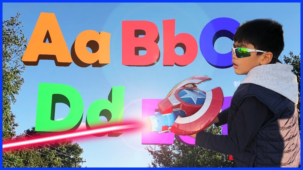 Pretend Play Captain America Infinity Nerf Blaster, Learning ABC Letter Alphabets