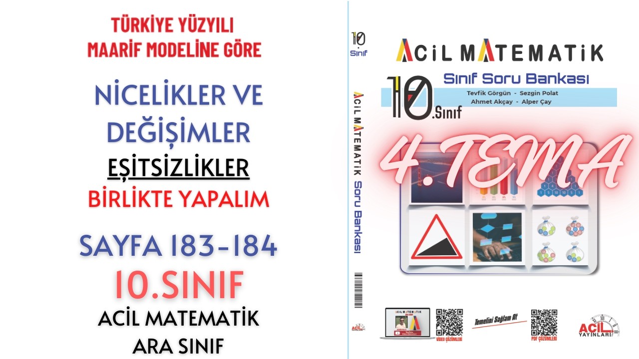 10.Sınıf Soru Bankası Eşitsizlikler Birlikte Yapalım Sayfa 183-184