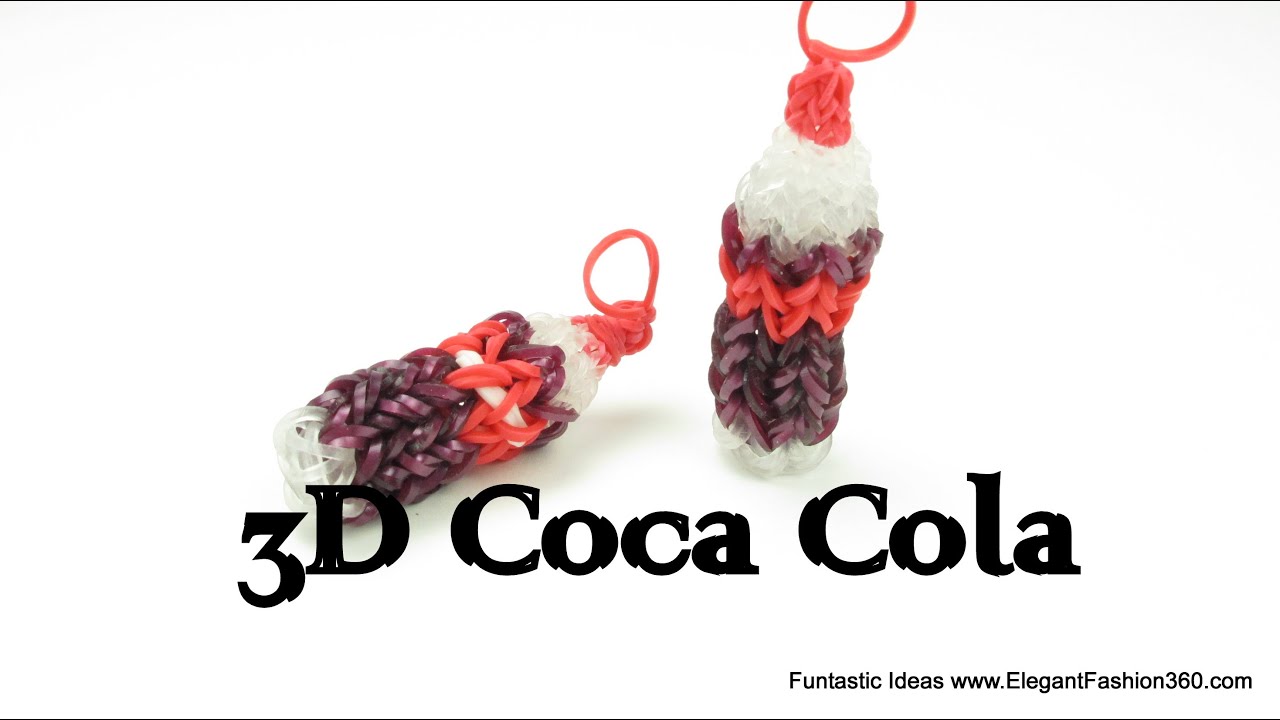 Rainbow Loom Coca Cola 3D Soda Drink charms - How to - Food Series