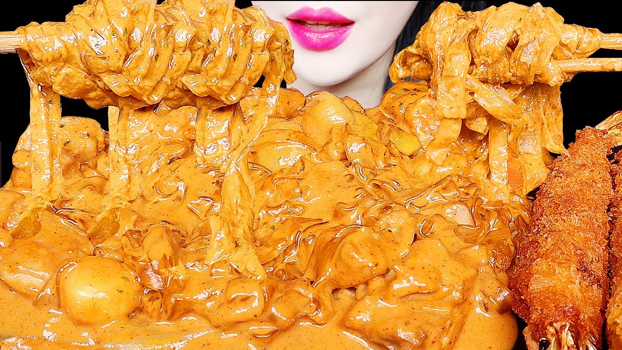 ASMR CHEESY ROSE CHICKEN 두찜 로제 찜닭 먹방 EATING SOUNDS MUKBANG