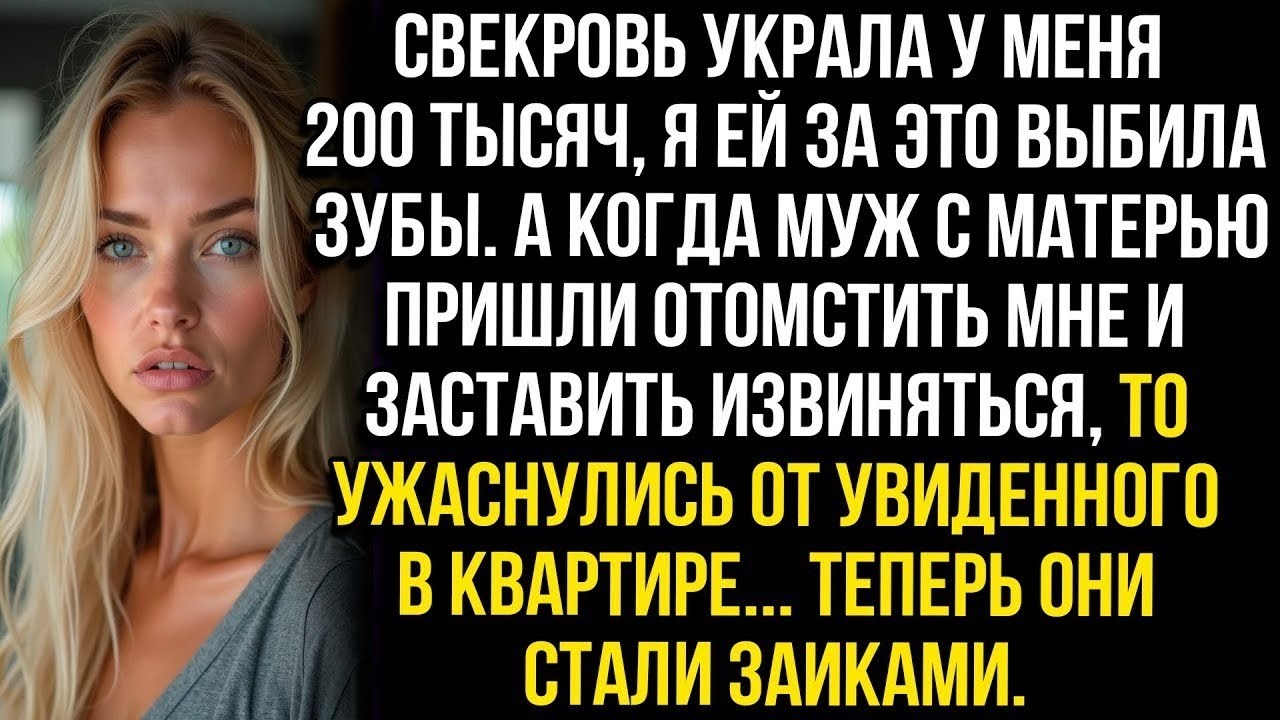 Свекровь украла у меня 200 тысяч, я ей за это выбила зубы. А когда она пришла мстить, то ужаснулась