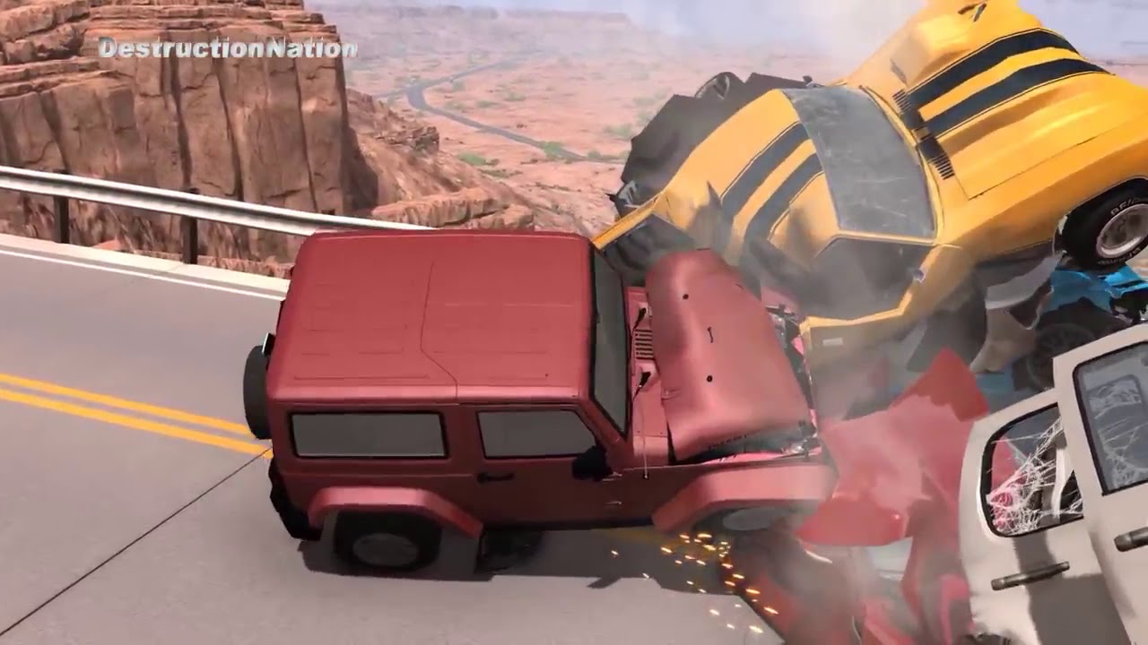 DestructionNation! Collapsing Bridge Pileup Crashes #9 - BeamNG Drive Crash Testing