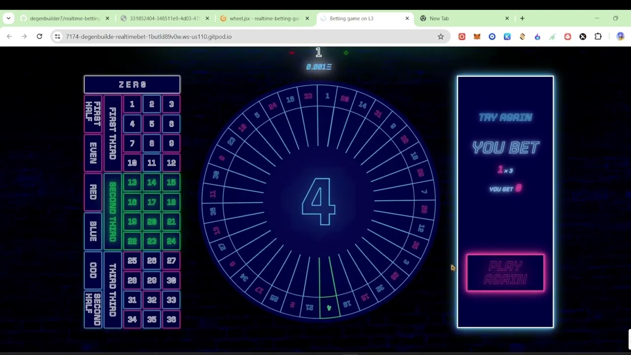 Realtime Betting game on the L3 Rollup OP-Mode-Celestia