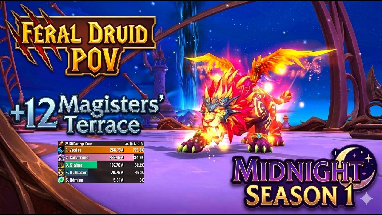 Feral Druid POV +12 Magisters' Terrace | WoW Midnight Season 1 M+ 12.0