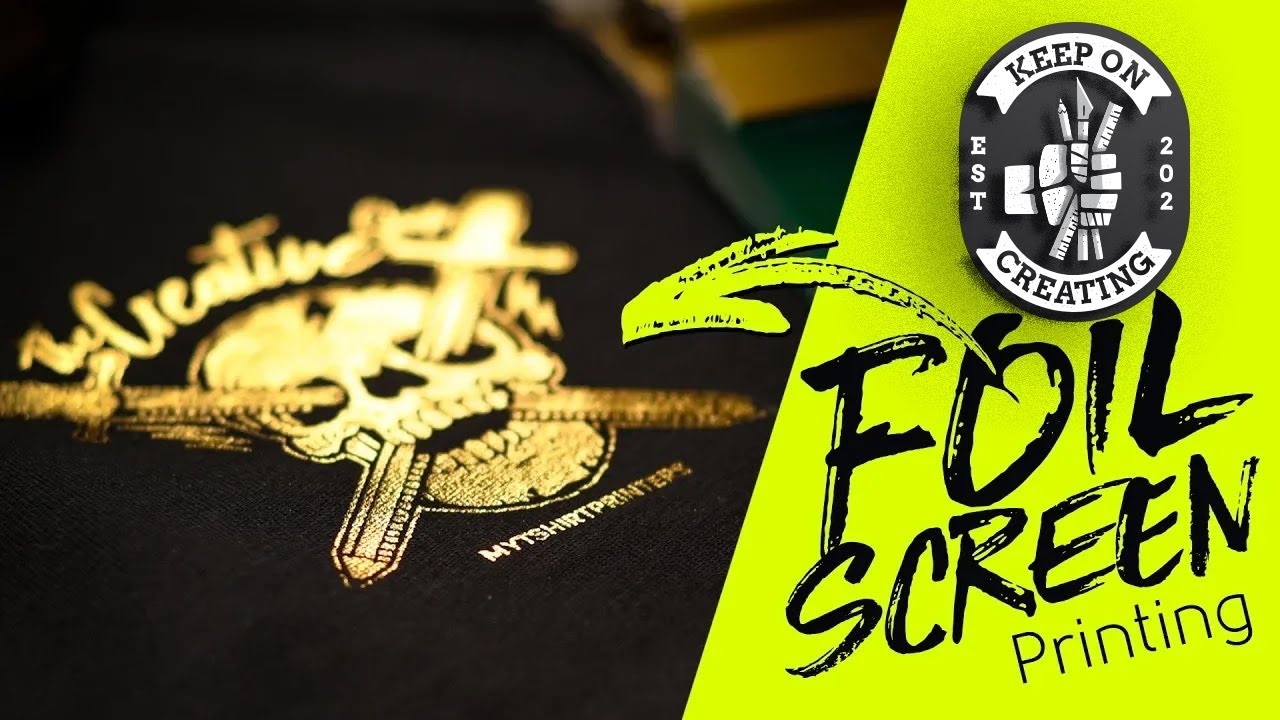 Foil Screen Printing using Plastisol Ink onto T Shirts
