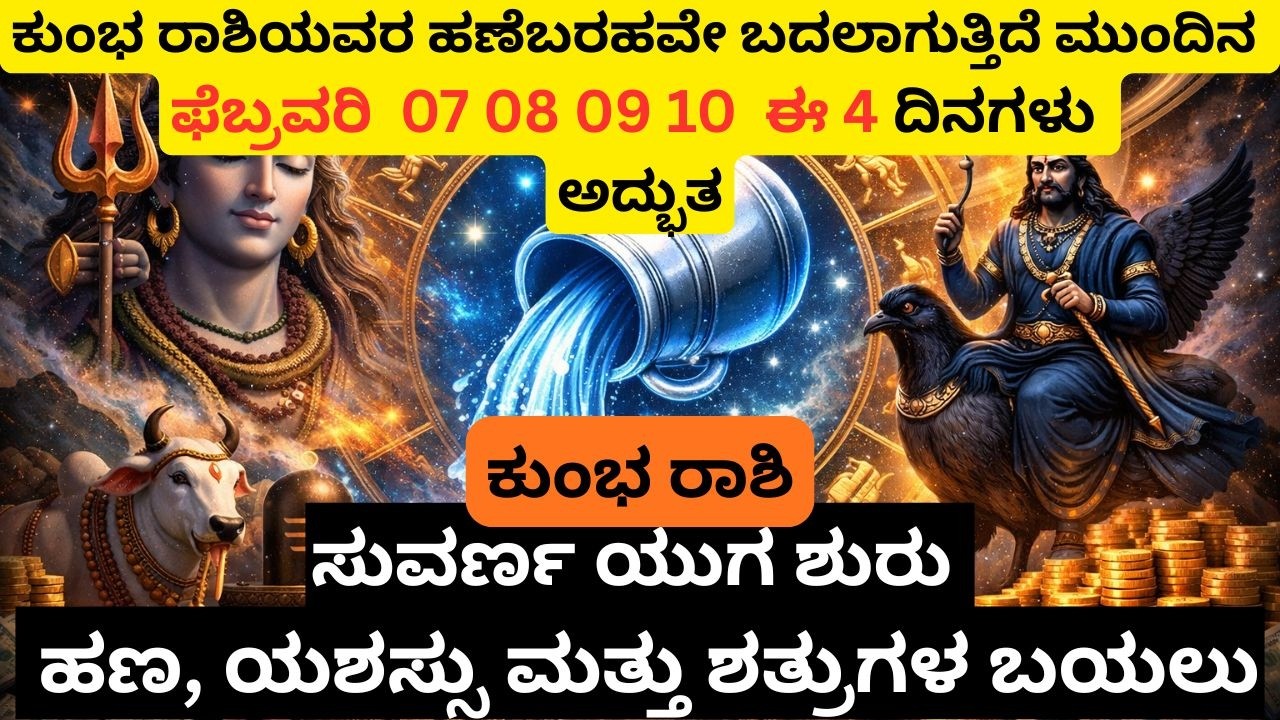 ಕುಂಭ ರಾಶಿ: ಫೆಬ್ರವರಿ 7 ರಿಂದ 10 | ಹಣ, ಉದ್ಯೋಗ & ಜೀವನದಲ್ಲಿ  ಬದಲಾವಣೆ Money, job  Career & Life Turning