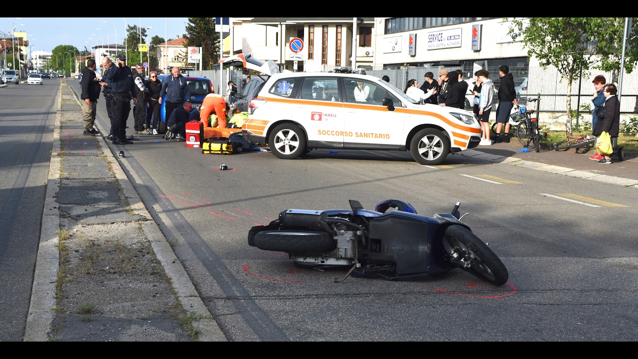 Vigevano: cade dal motorino e viene travolta da un&rsquo;auto. Gravissima 31enne