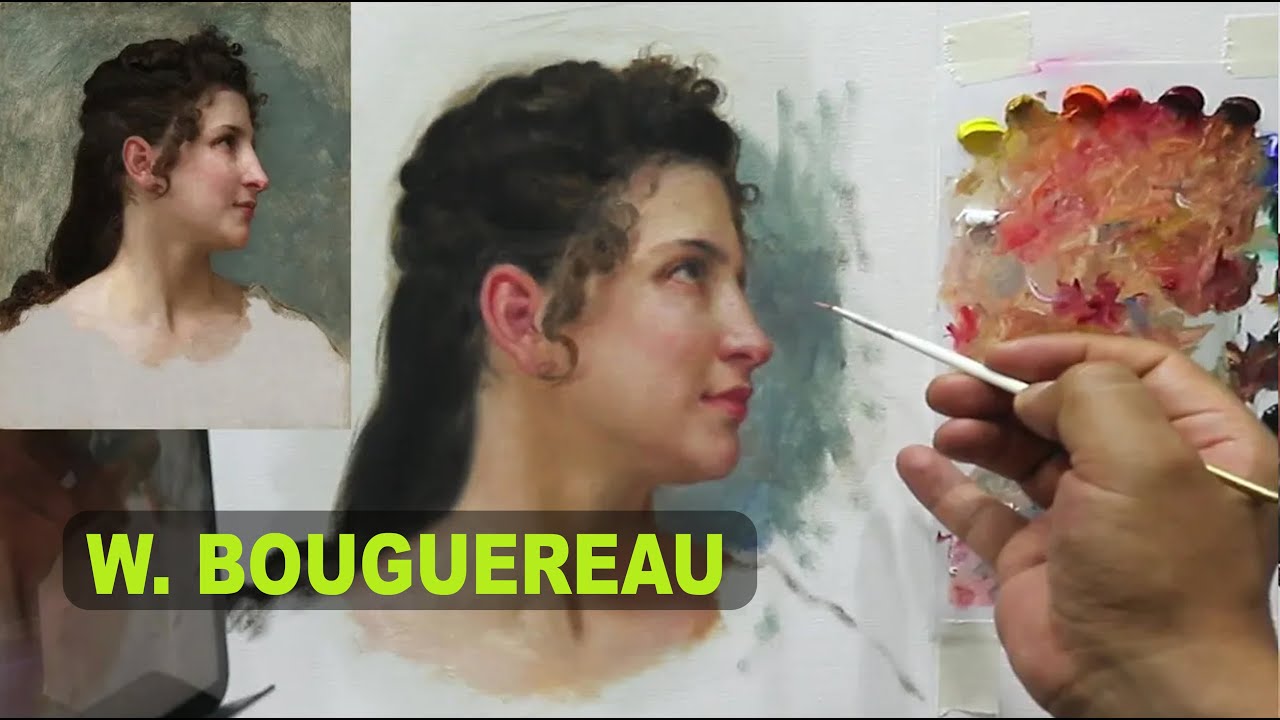 Retrato al óleo - Alla prima - Estudio en 3 horas  de la pintura de : William-Adolphe Bouguereau.