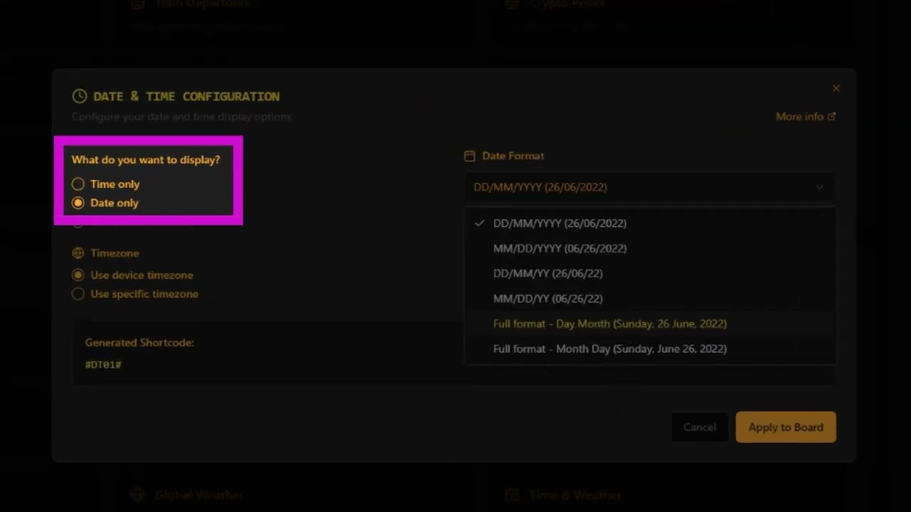 Using Date and Time Variables on your Split Flap TV Boards