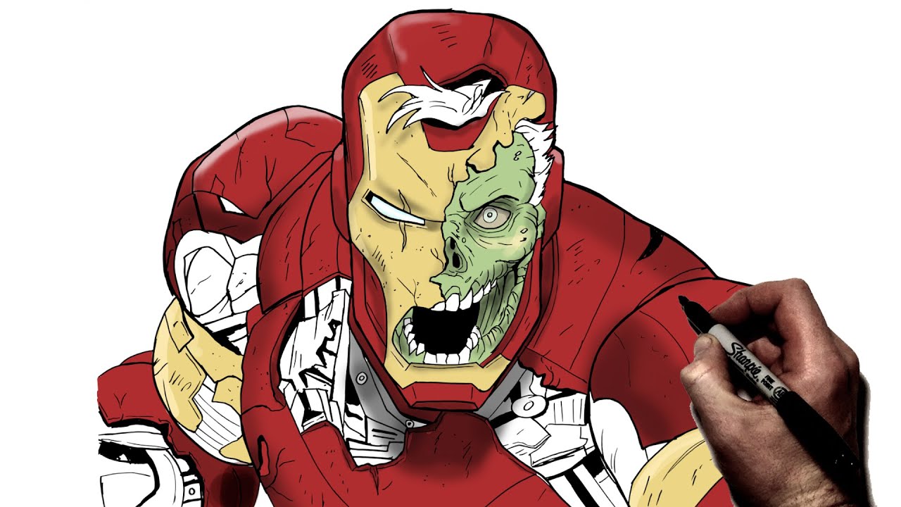 How To Draw Zombie Iron Man | Step By Step | Marvel