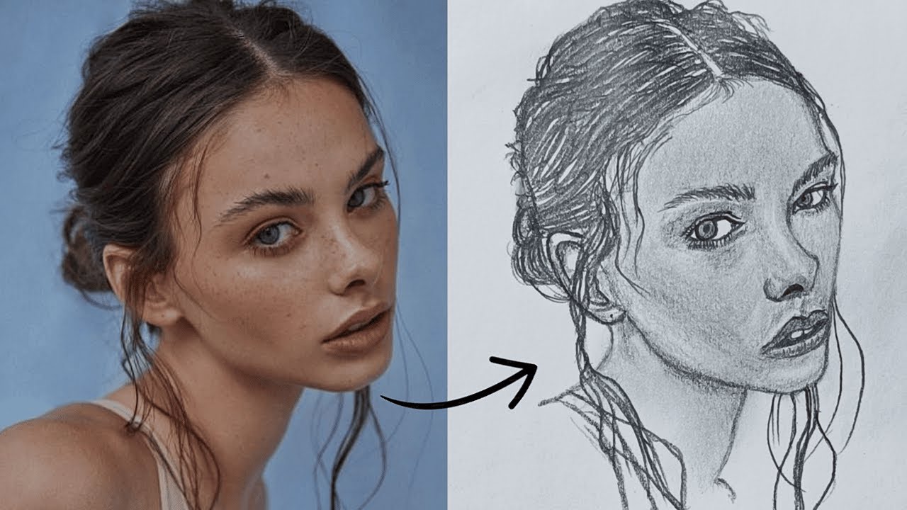 Realistic Portrait Drawing from Photo Reference (Step-by-Step Tutorial)