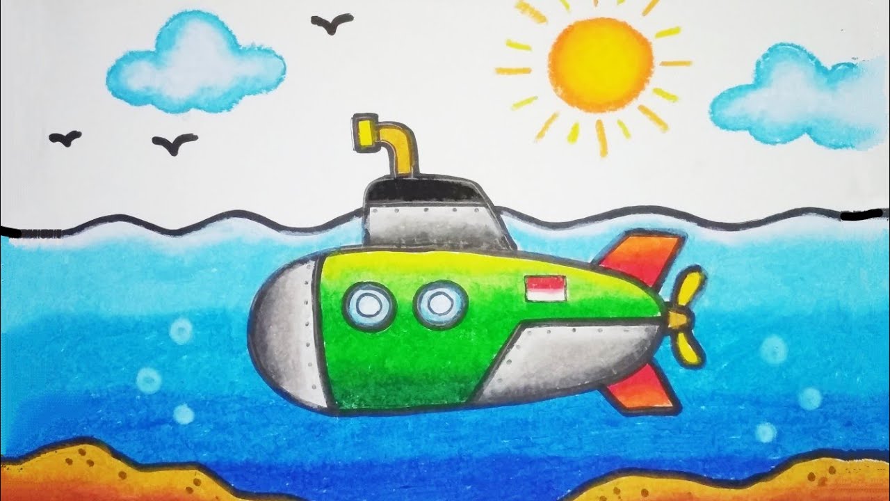 Tutorial Menggambar dan Mewarnai Kapal Selam ( SUBMARINE )