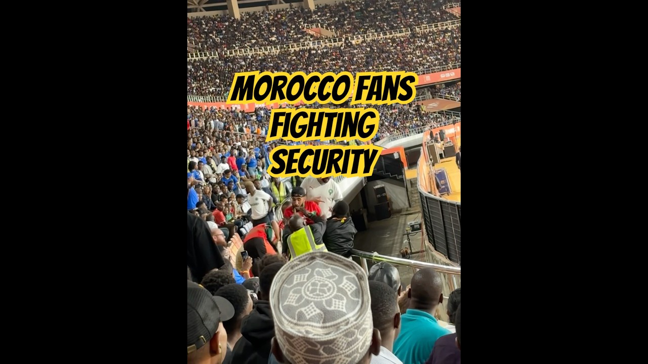Morocco Fans Fighting Security In Tanzania vs Morocco #tanzania #morocco