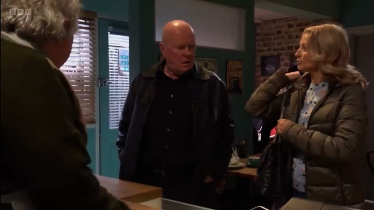 Eastenders Kathy says to Phil that he could at least put a smile on your face for his birthday scene