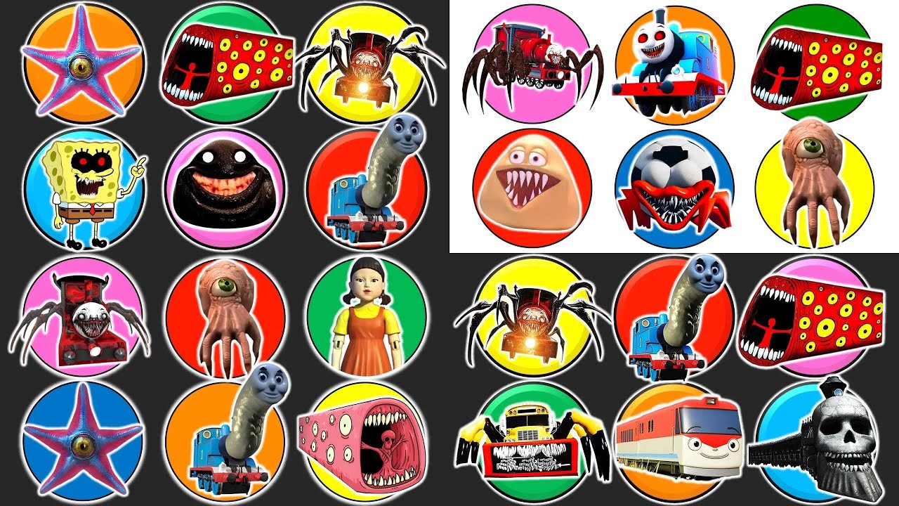 Spin Wheel Monster Choo Choo Charles, Thomas Exe, Train Eater, Pou, Giant Ball Eater, Brain Eye