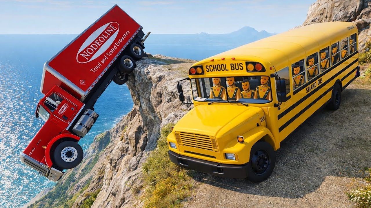 Bus fall from deep cliff mountains 💥 | Beamng Drive Episode 64!